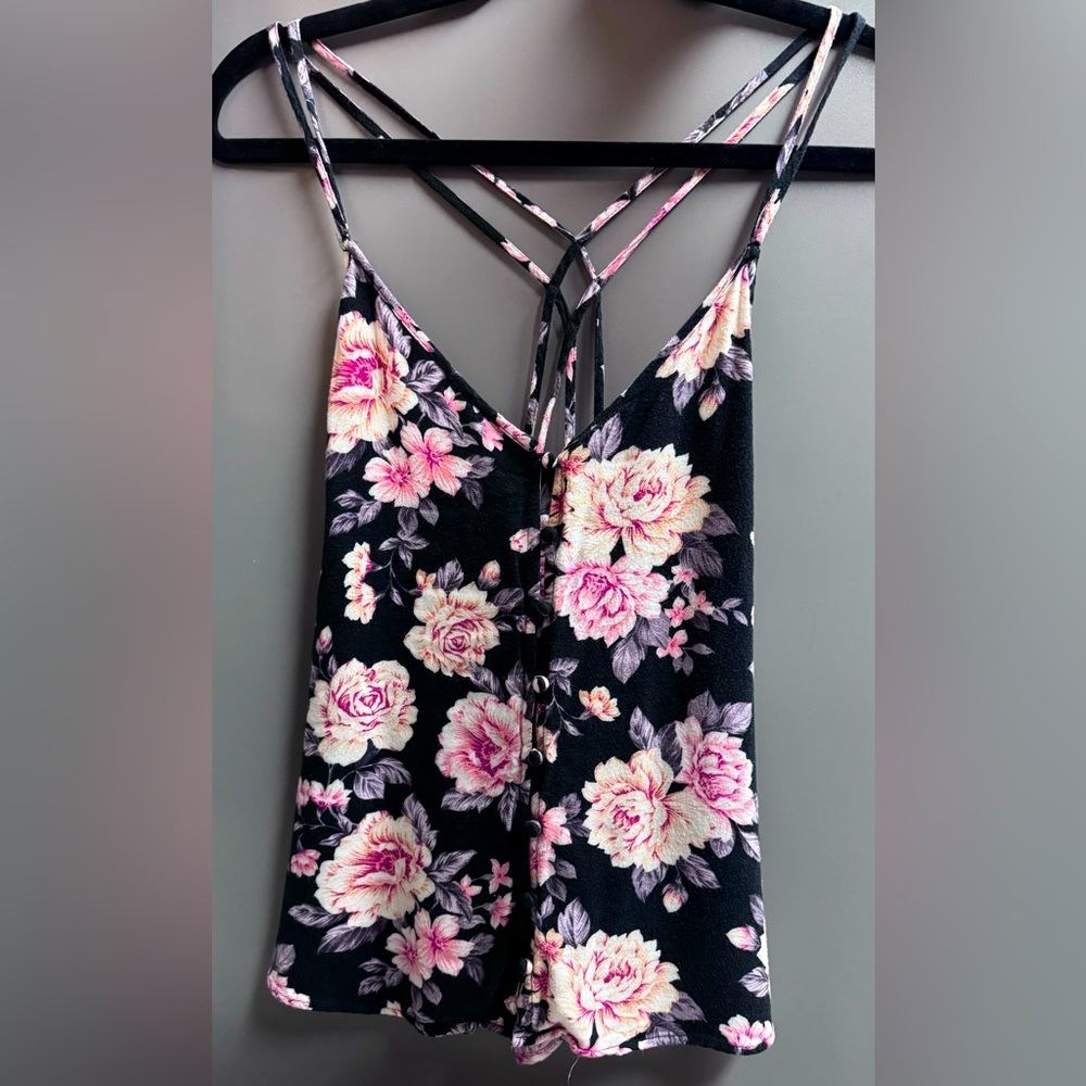 American Eagle cross back floral tank top